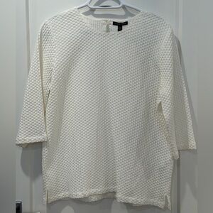 NWT Eileen Fisher Textured Pullover Top, White